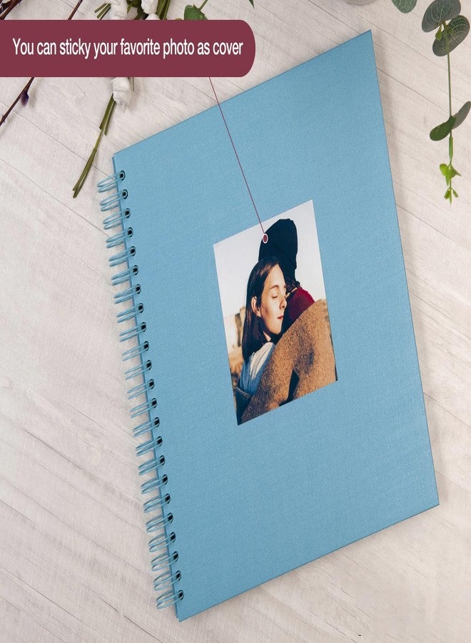 potricher 12 x 12 Inch Large DIY Scrapbook Photo Album 80 Pages Thick Kraft Blank Blue Paper Memory Book for Wedding and Anniversary Family (Blue, 12 Inch) - Image 2